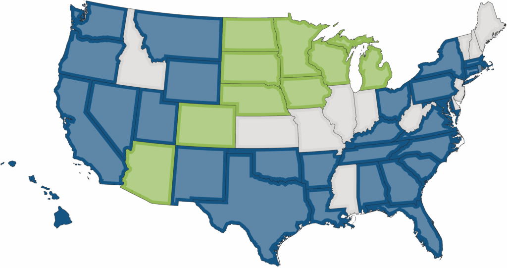 Map showing Summit locations and service areas
