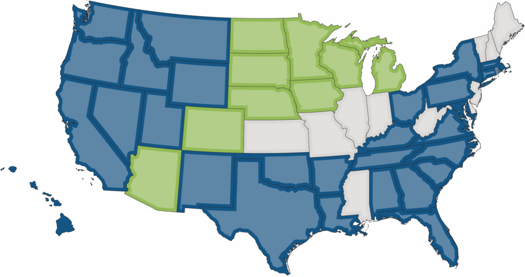 Map showing Summit locations and service areas
