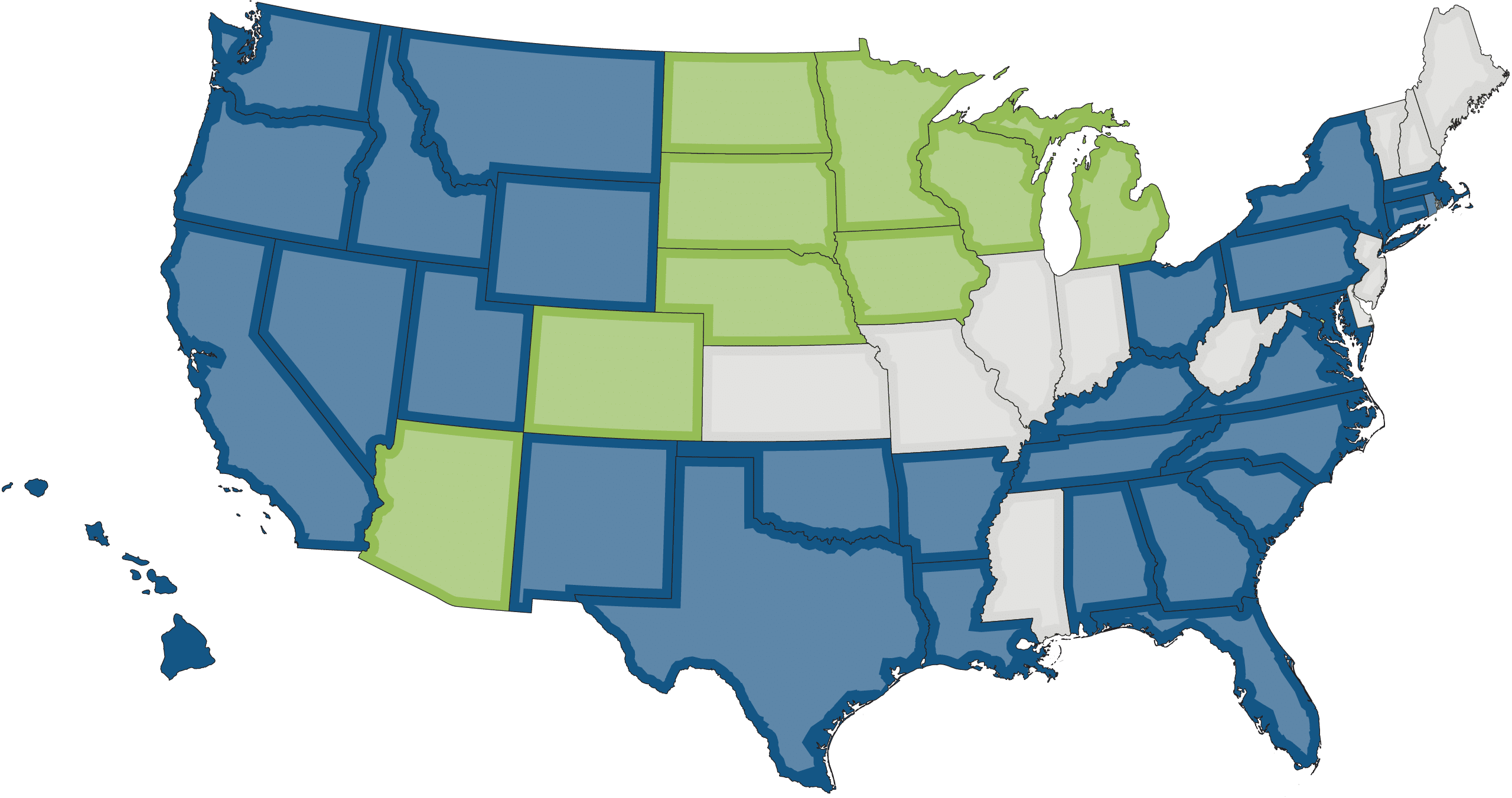 Map showing Summit locations and service areas