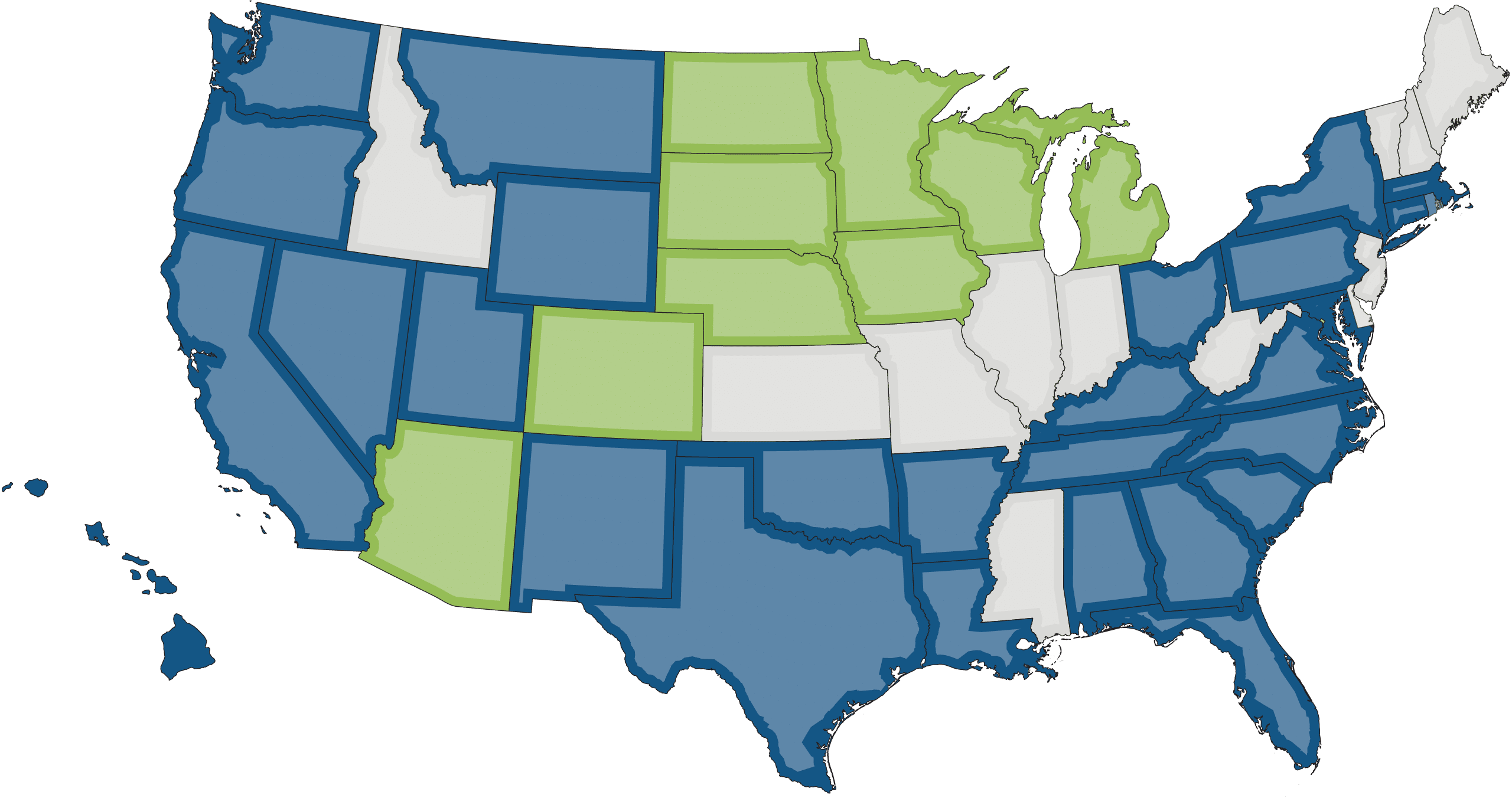Map showing Summit locations and service areas